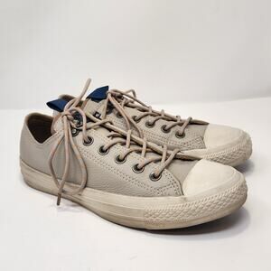 Converse Chuck Taylor All Star Beige Leather Low Top Sneakers Men 6 Women 8